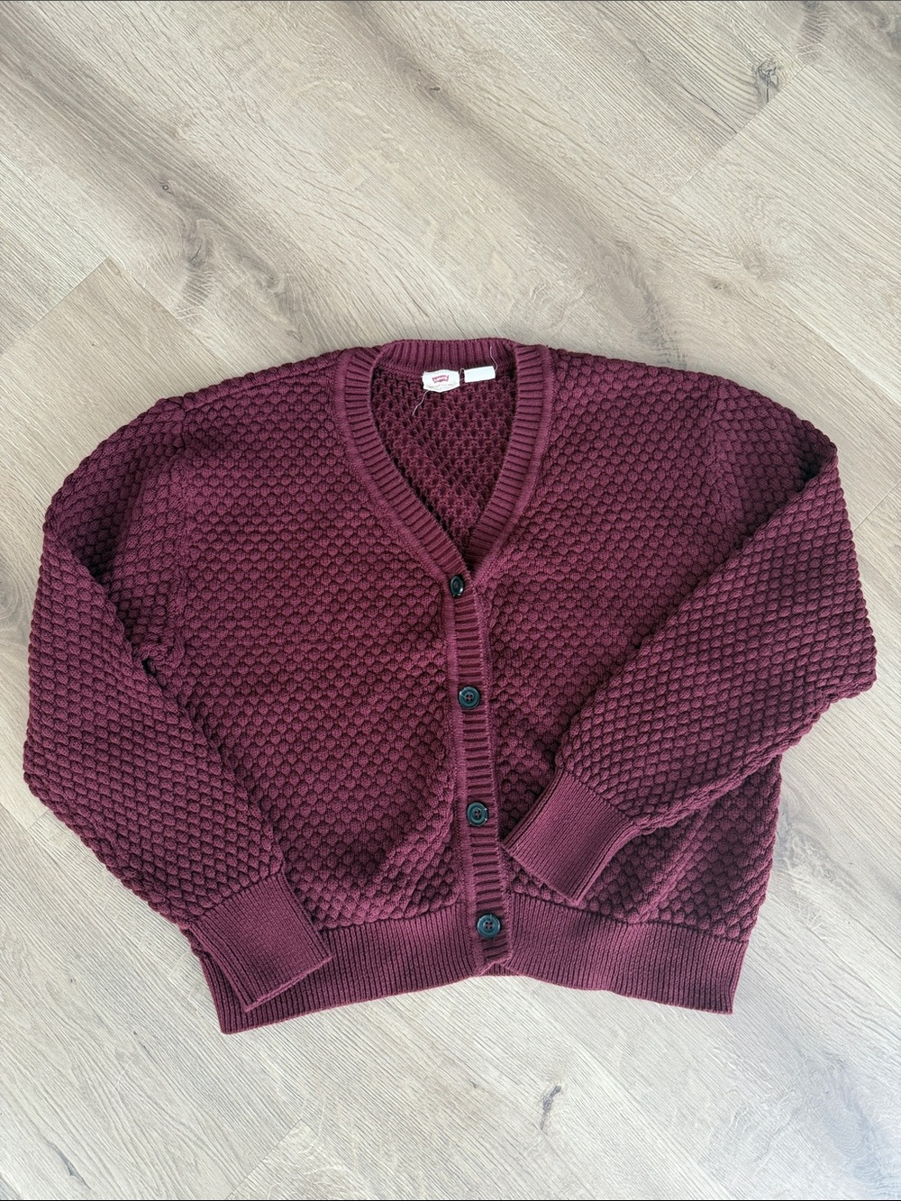 Women's Levi’s Textured Button-Front Cardigan Sweater - Burgundy